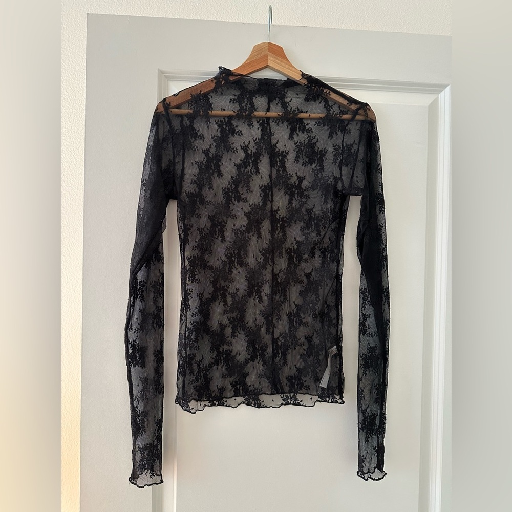 Sheer lace long sleeve top
